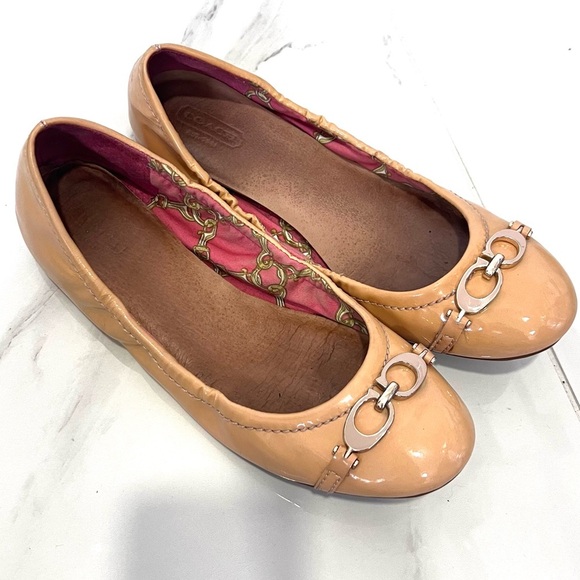 Coach Carlita Women's Signature Logo Pink Beige Ballet Flats Shoes 8.5 B - Picture 6 of 7